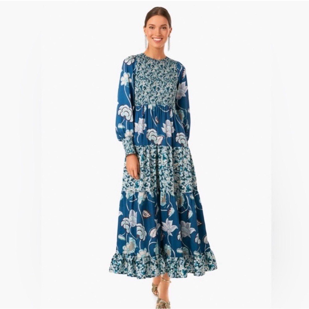Tuckernuck Blue Floral Long Sleeve Dress